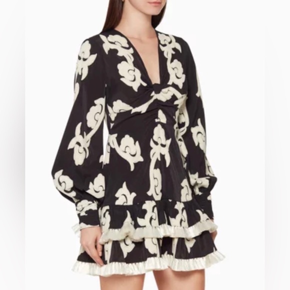 ALEXIS Rimini‎ Tassel Embroidered Floral Black and White Mini Dress Size S - Picture 2 of 14